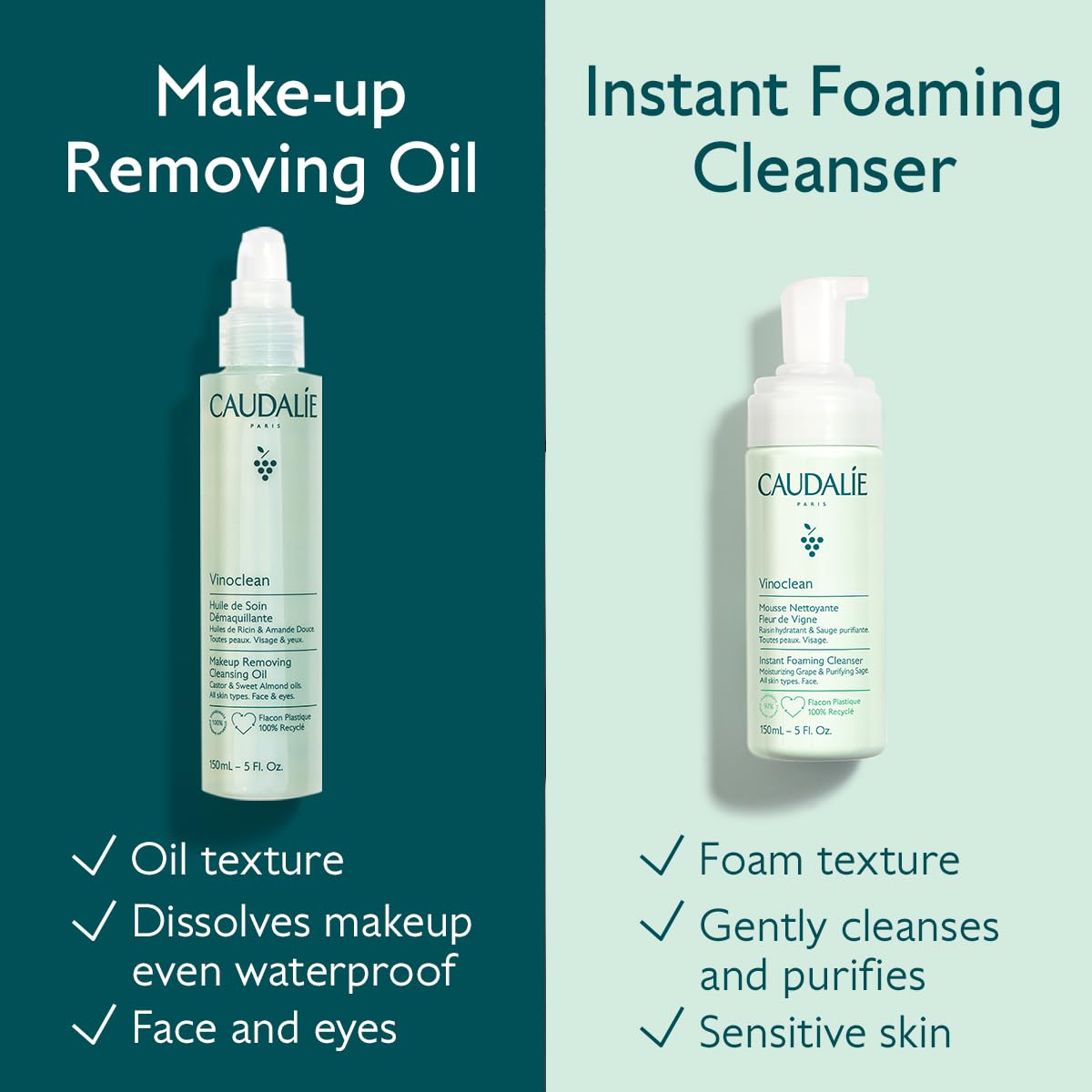 Caudalie Vinoclean oil ingredients and label detail