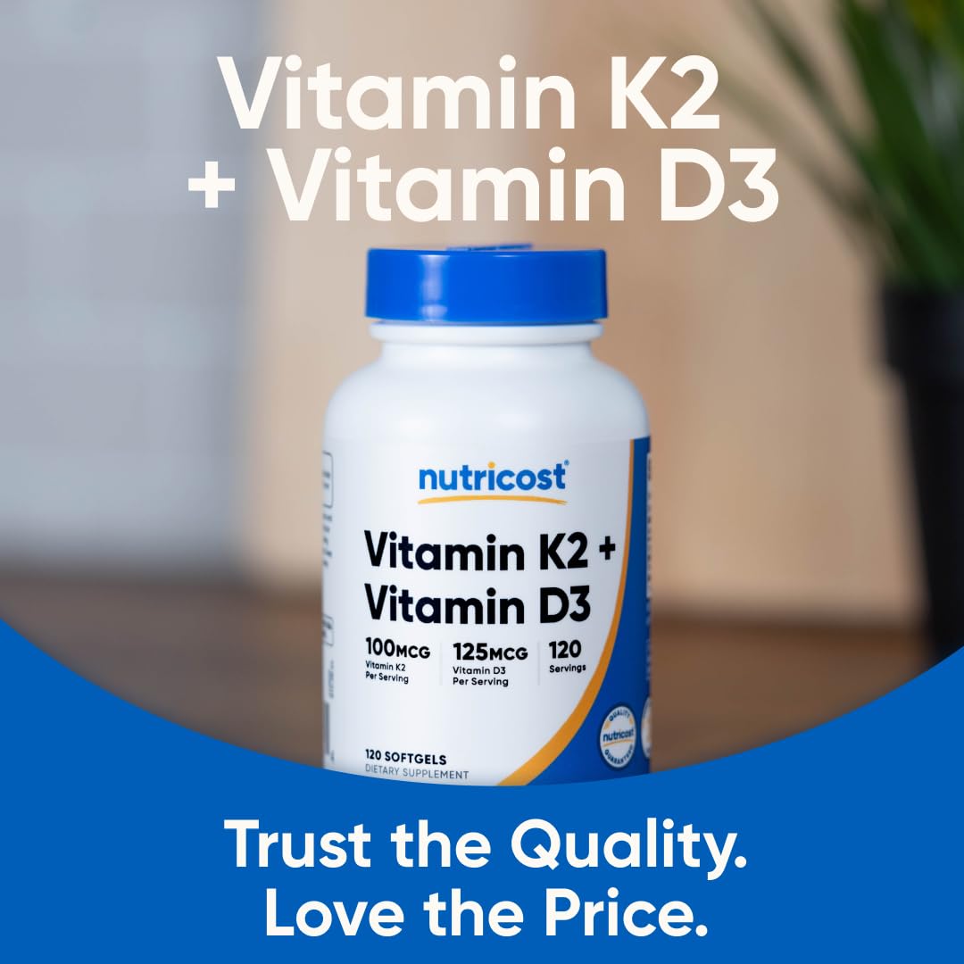 Nutricost Vitamin K2 MK7 100mcg gluten free softgels for immune support