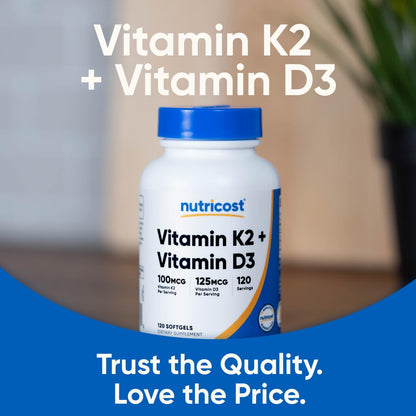 Nutricost Vitamin K2 MK7 100mcg gluten free softgels for immune support