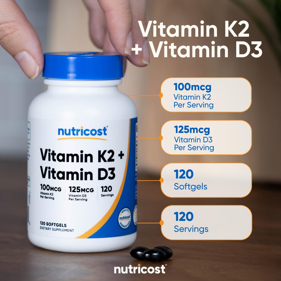 Nutricost Vitamin D3 and K2 MK7 premium formula non GMO certification