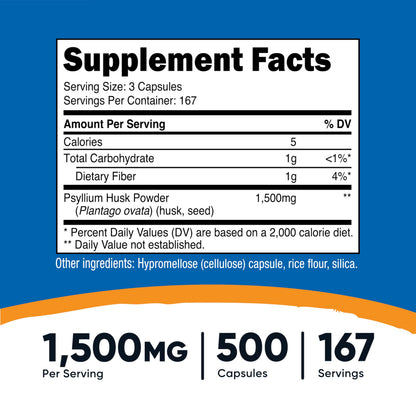 Nutricost Psyllium Husk supplement bottle label details