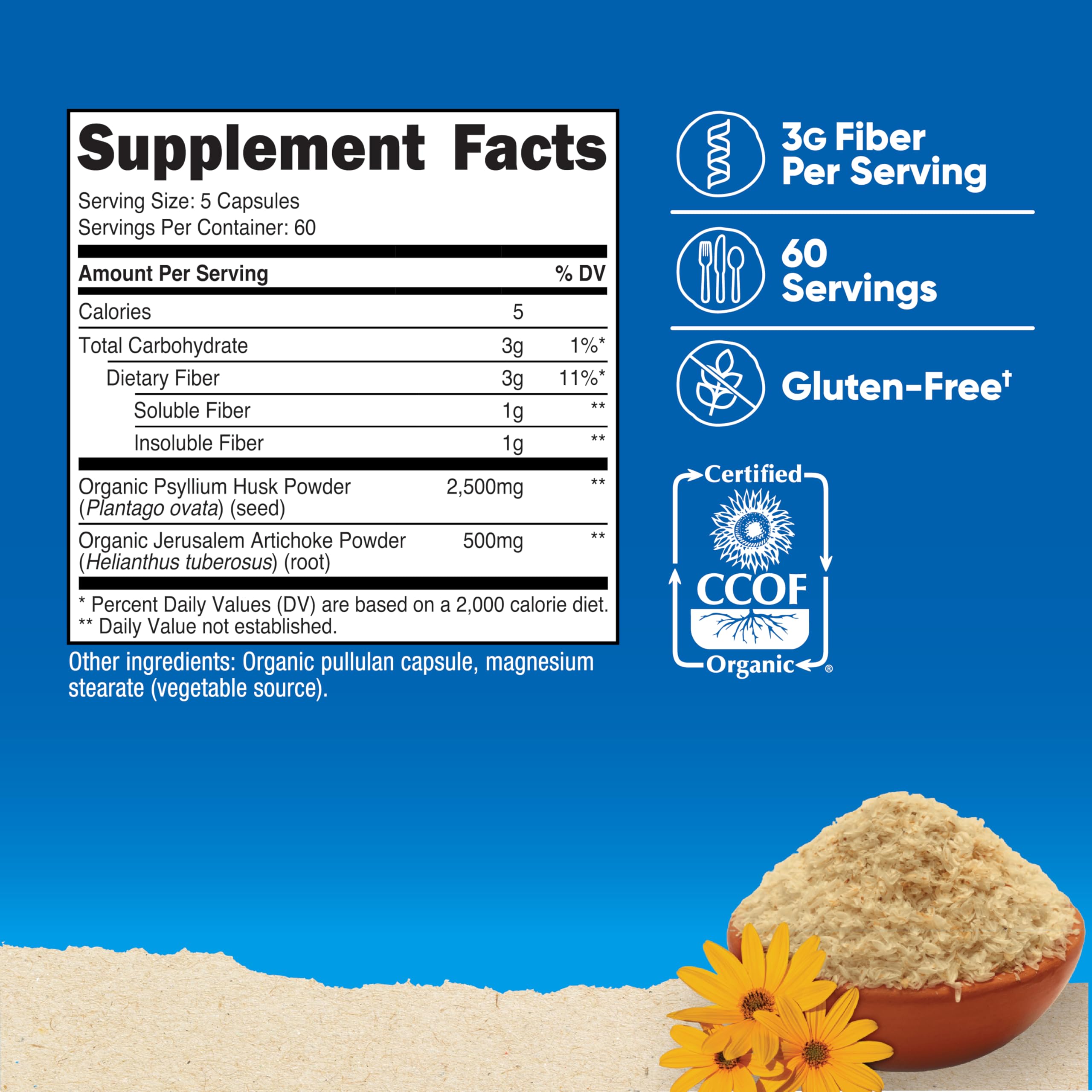 Nutricost Fiber Supplement 300 capsules dietary fiber front label