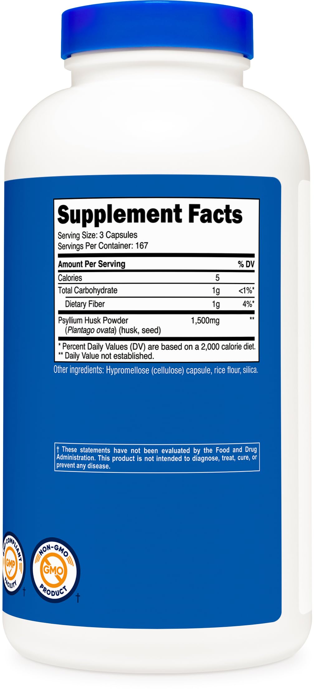 Close up of Nutricost Psyllium Husk bottle packaging