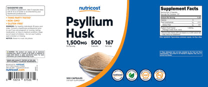 Nutricost Psyllium Husk capsules dietary supplement bottle