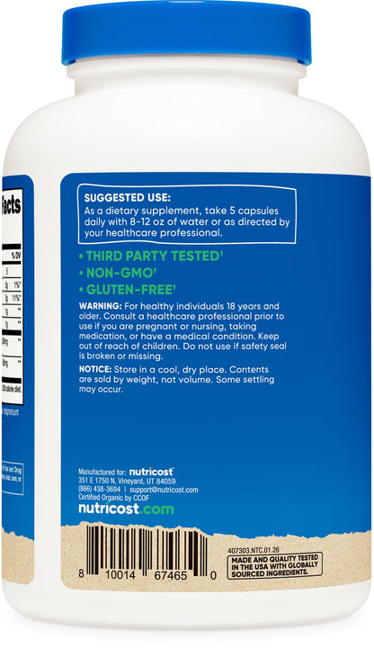 Nutricost USA imported fiber supplement 300 count bottle