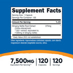 Nutricost Stinging Nettle Root supplement facts panel showing ingredient list and serving size