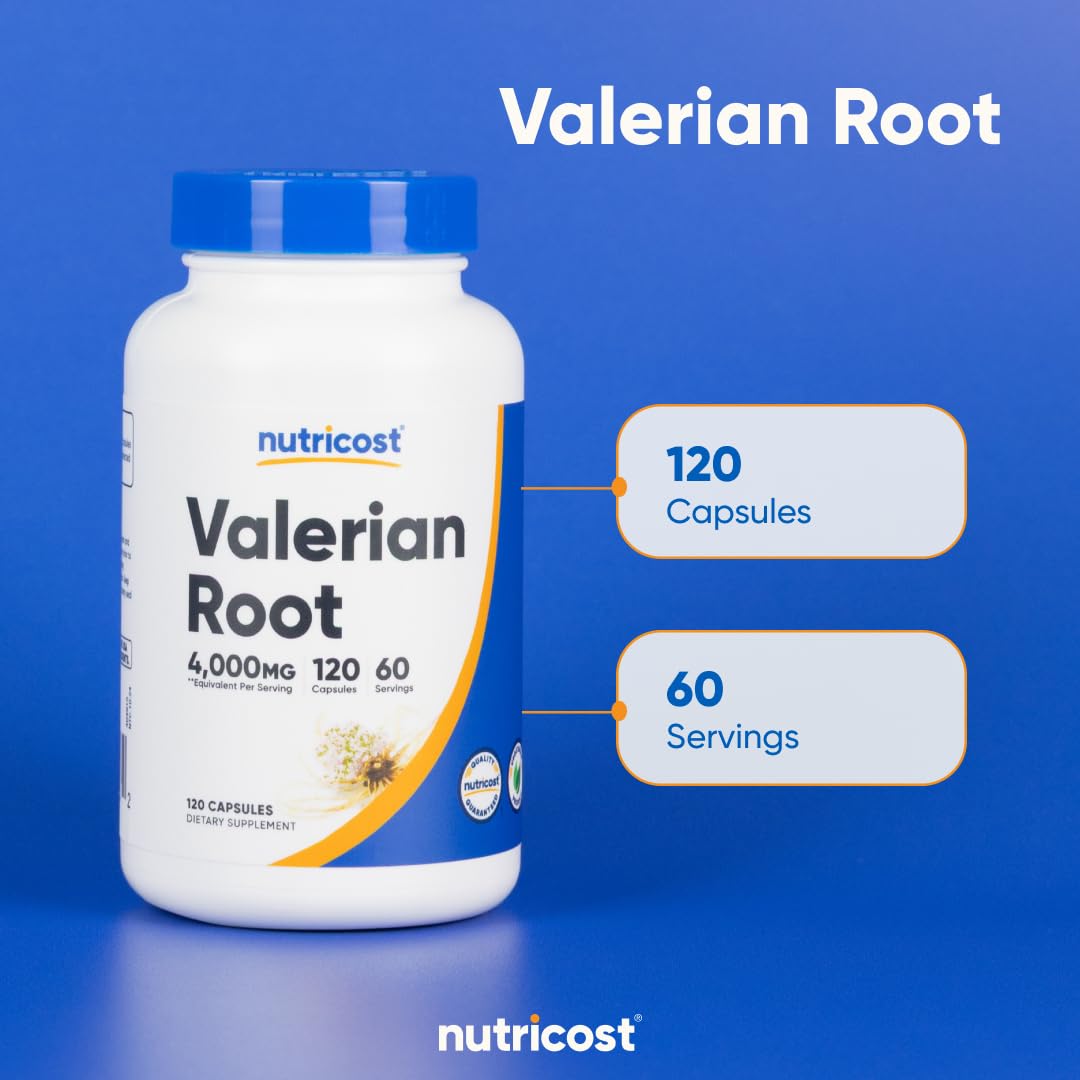 Nutricost Valerian Root 4:1 extract capsules lid and tamper evident seal close up