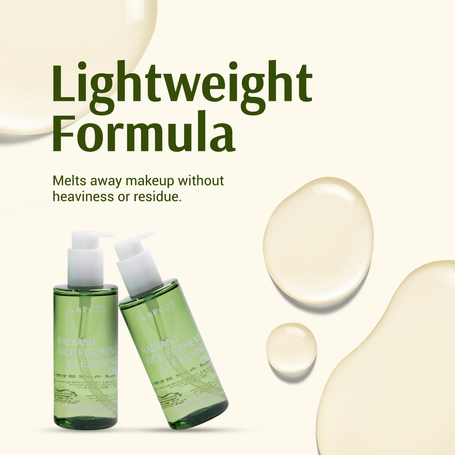 Lapcos cleansing oil bottle next to water for emulsification demo