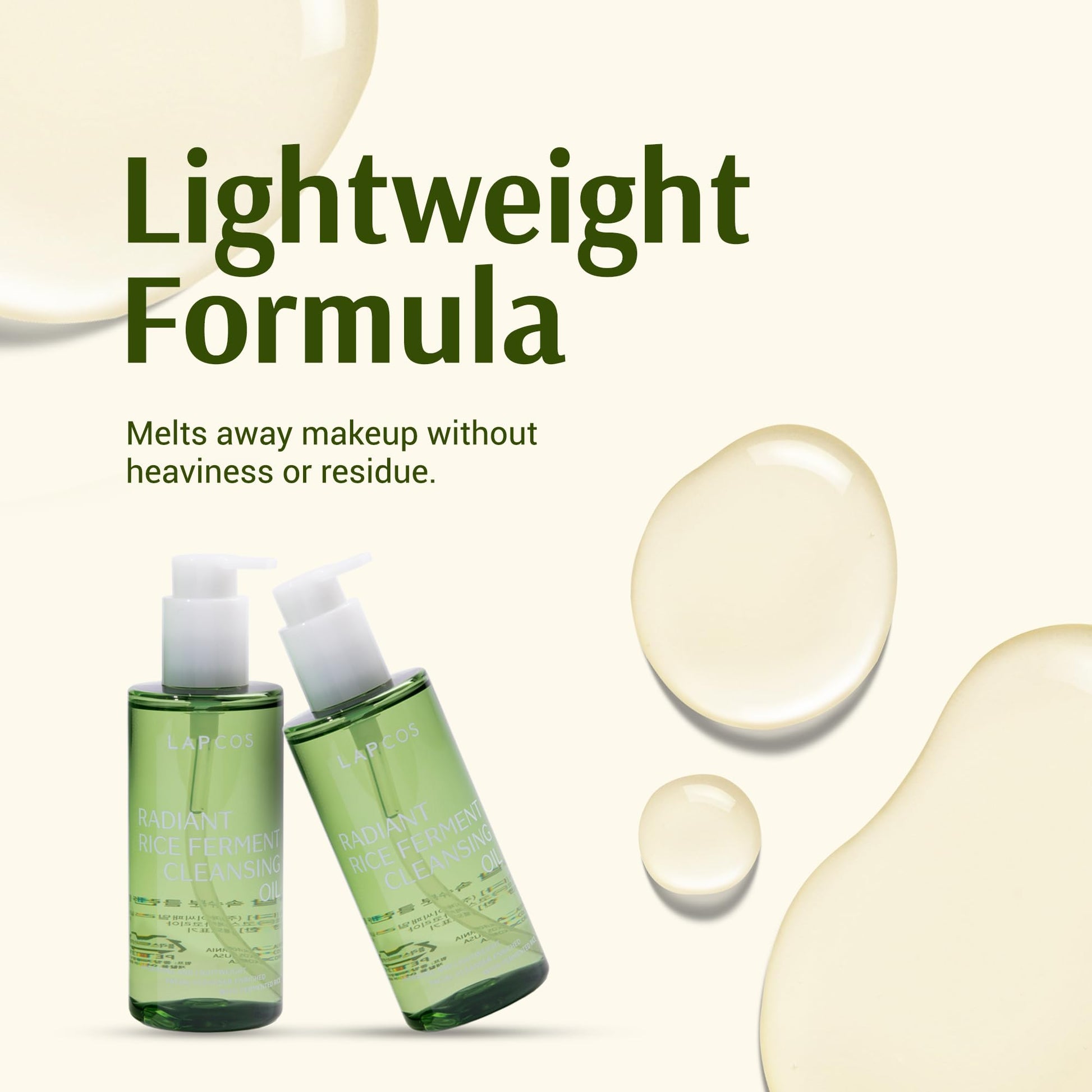 Lapcos cleansing oil bottle next to water for emulsification demo