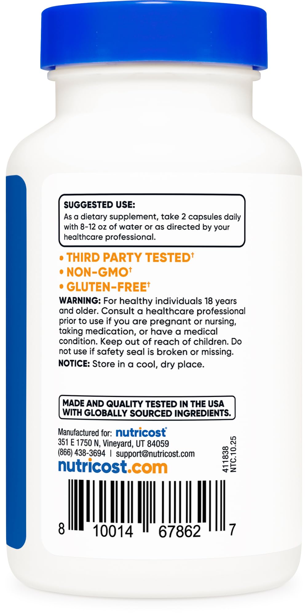 Authentic imported USA Nutricost Shilajit capsules showing 60 daily servings.