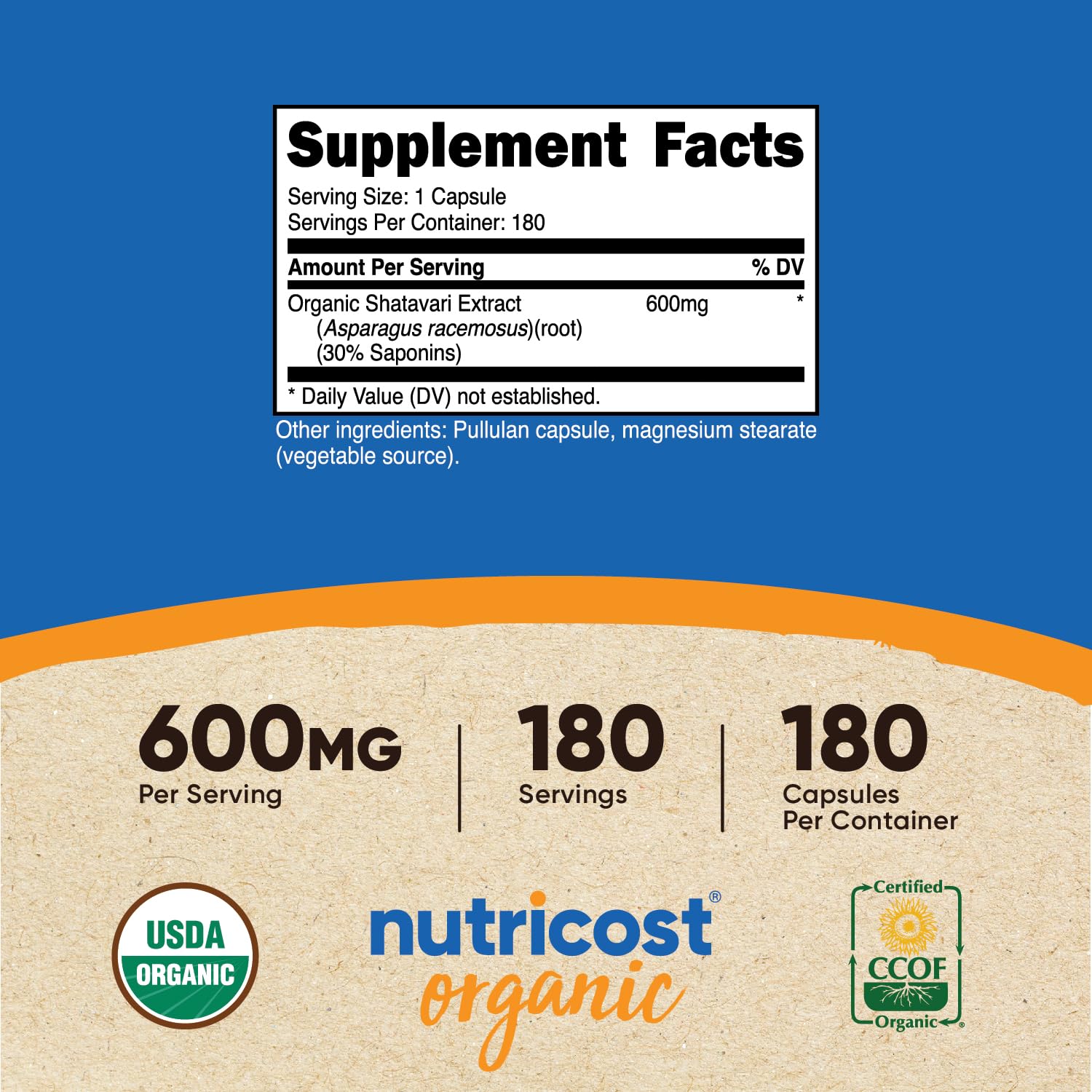 Nutritional supplement facts panel and comprehensive ingredient list for herbal hormonal support