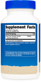 Nutricost Saw Palmetto 120 vegetarian capsules container showing premium dietary supplement branding