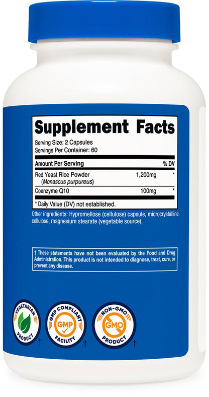 Nutricost Red Yeast Rice 120 veggie caps imported premium packaging for cholesterol management
