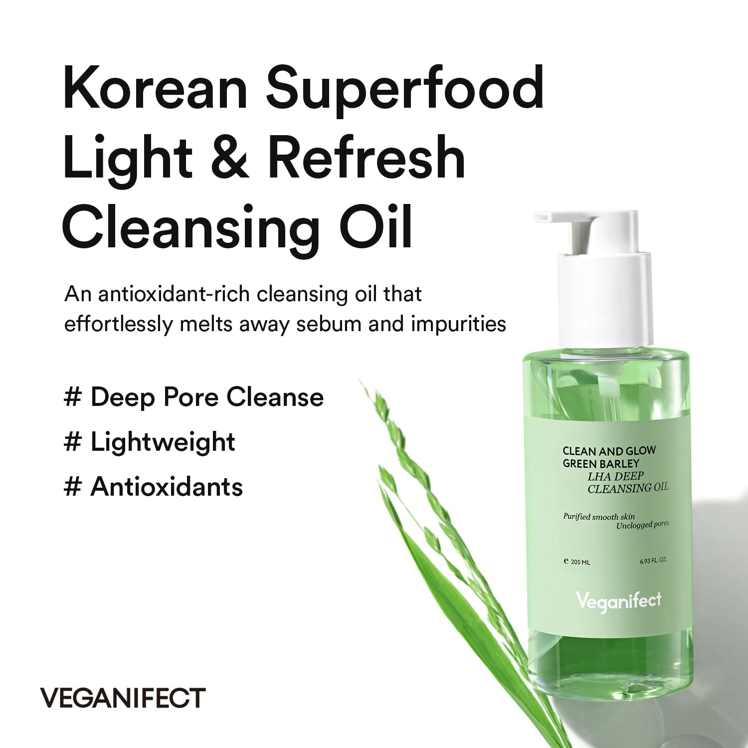 Close up of Veganifect cleansing oil ingredients list and certifications