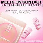 Close-up view of a single pink-tinted makeup remover capsule