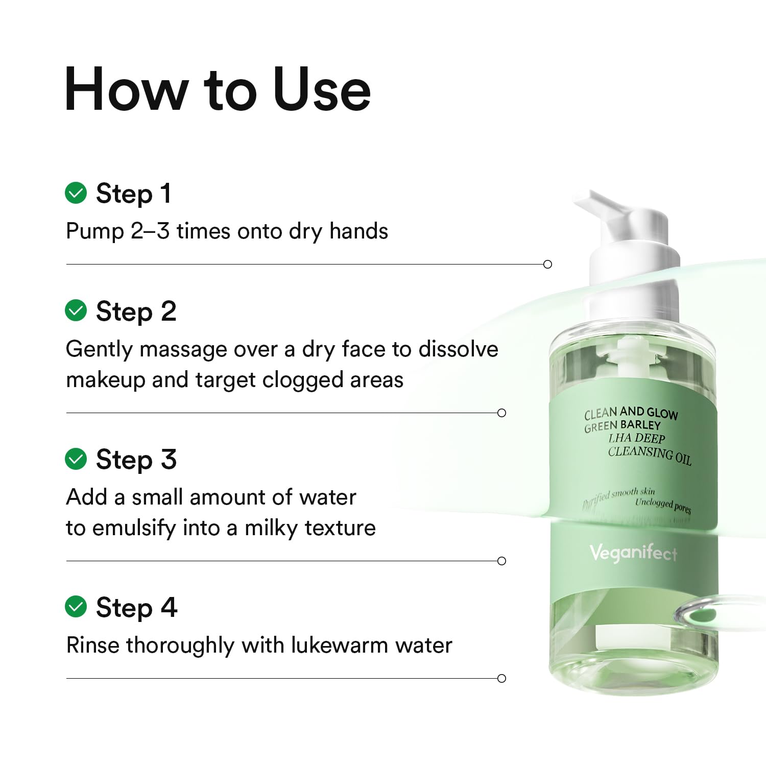 Benefits infographic for Veganifect hydrating light cleansing oil