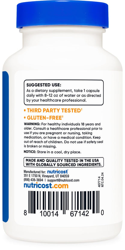 Authentic USA imported Nutricost Olive Leaf Extract non GMO certification label