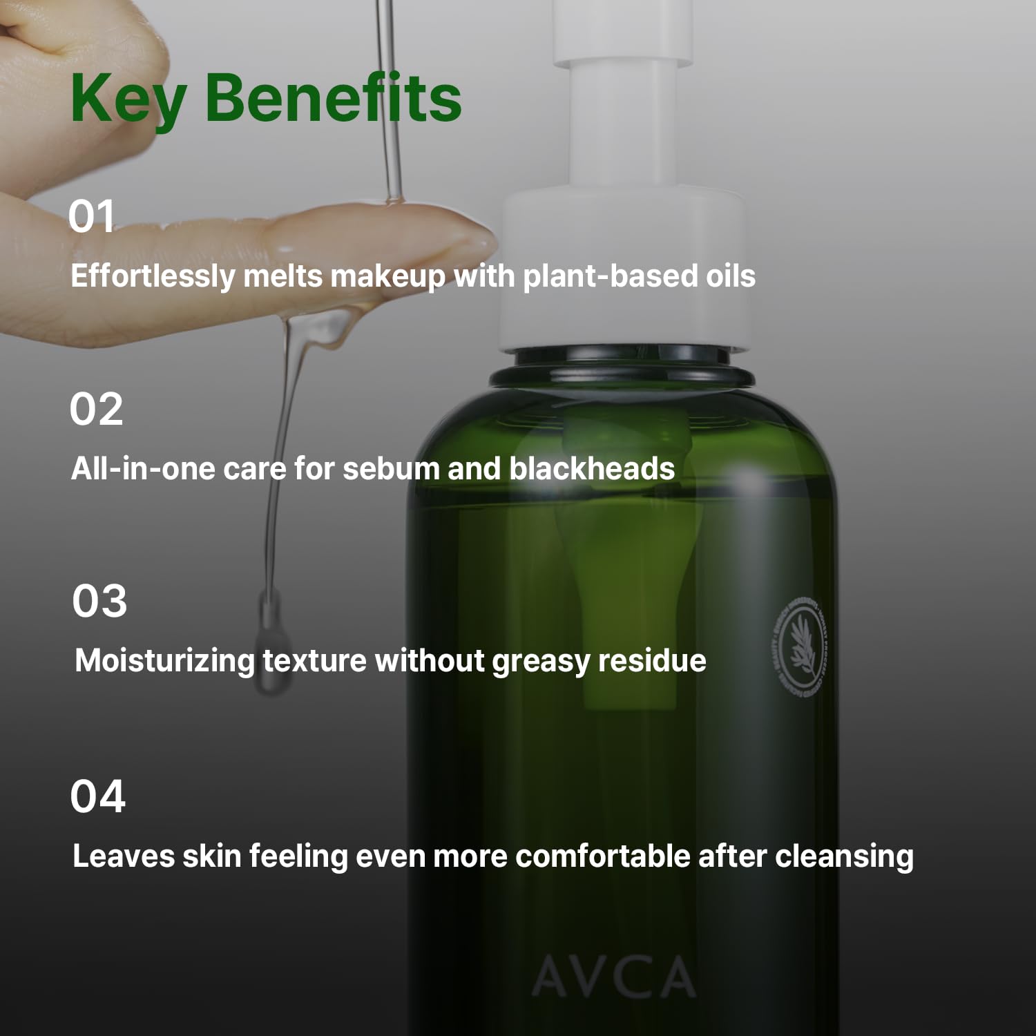 Avca Green Herb Cleansing Oil texture demonstration