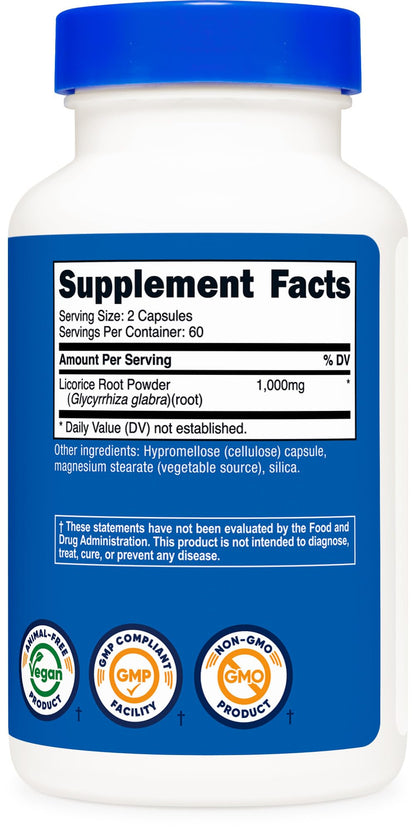 Nutricost Licorice Root bottle with cap detail