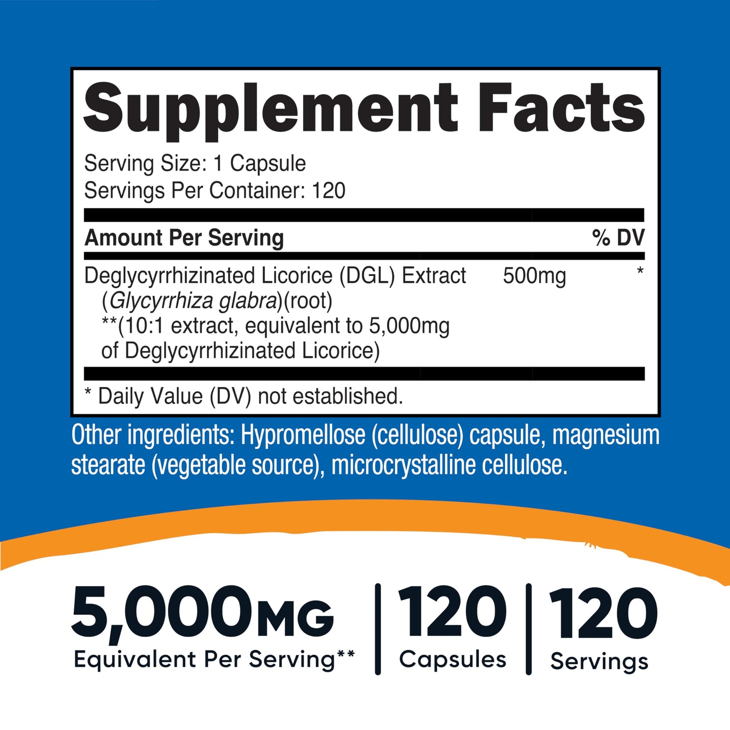 Nutricost DGL supplement facts label detail