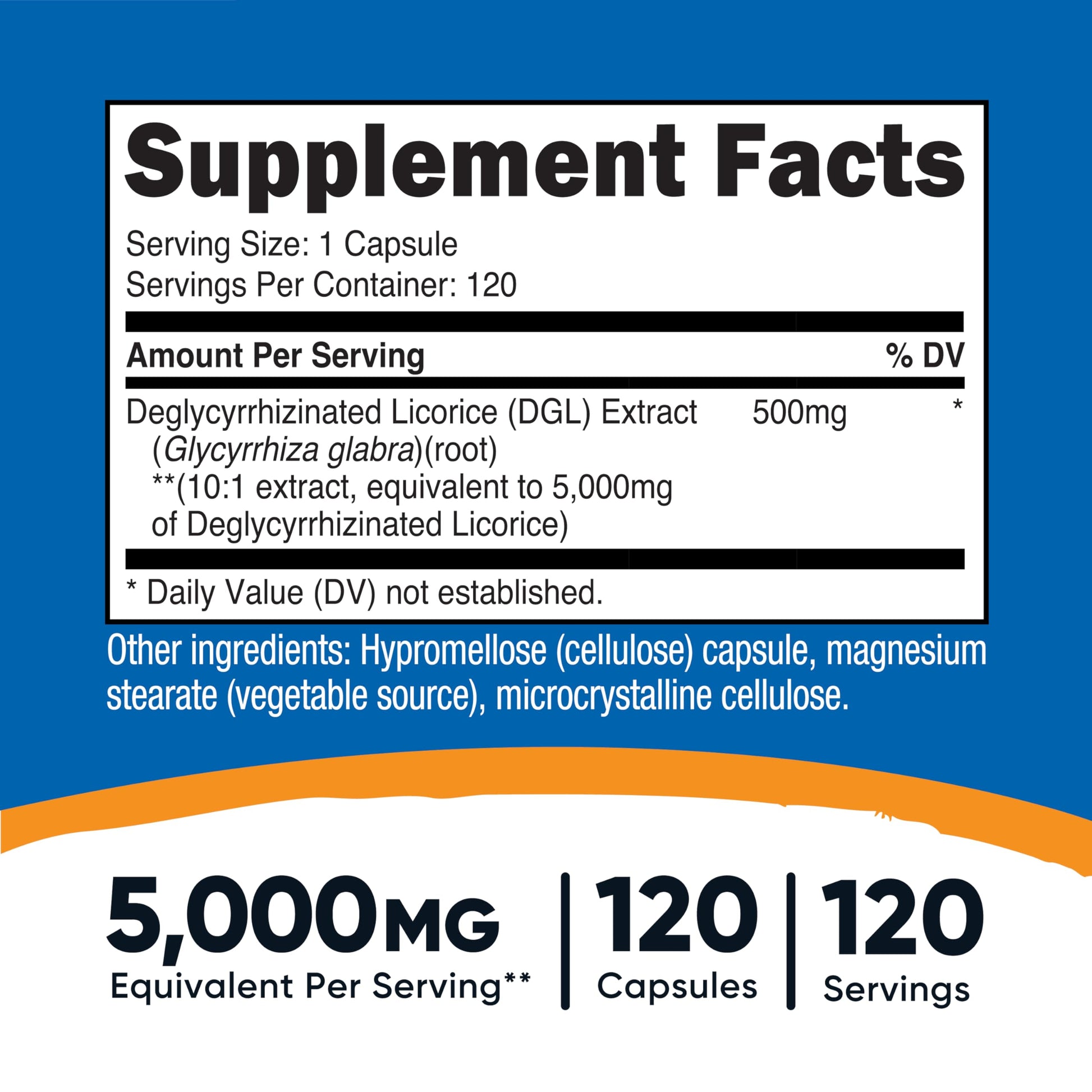 Nutricost DGL supplement facts label detail