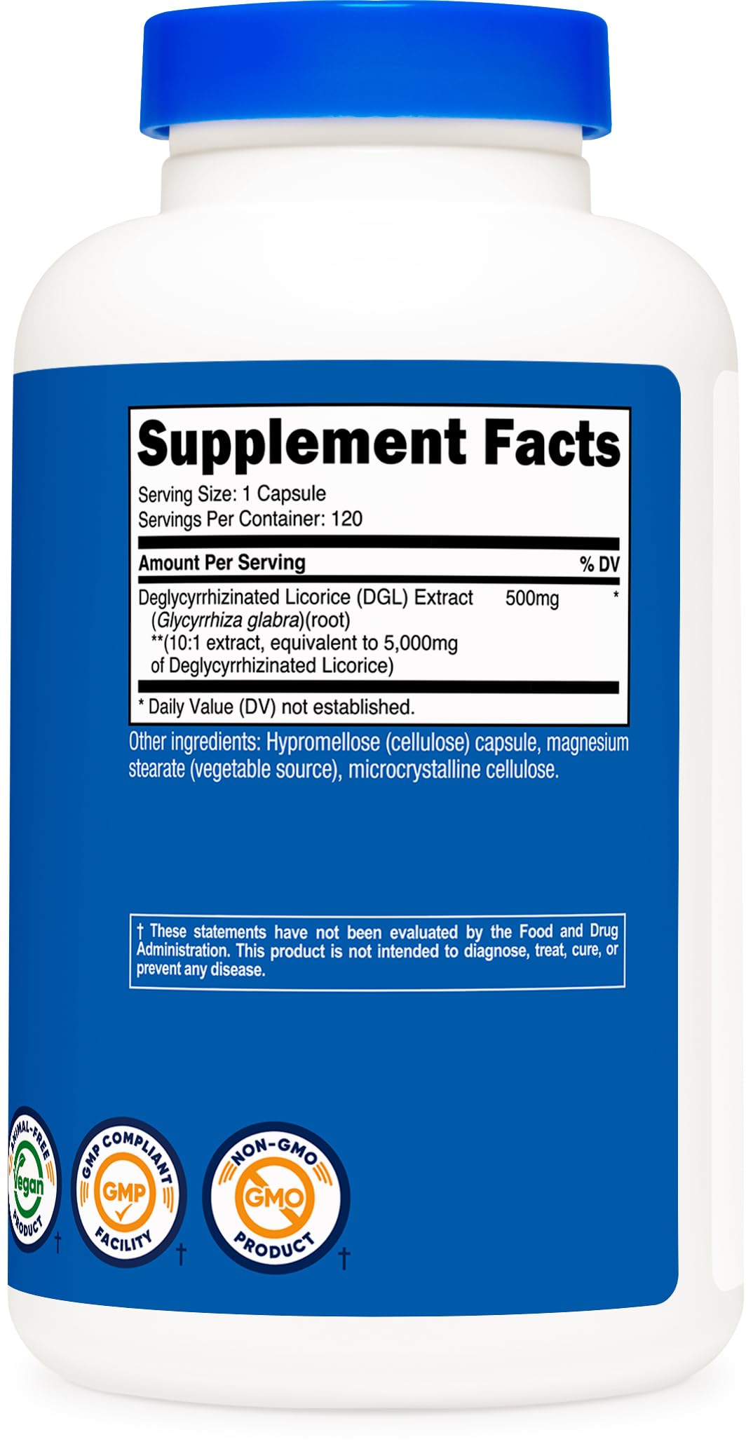 Nutricost DGL 500mg extract capsule bottle