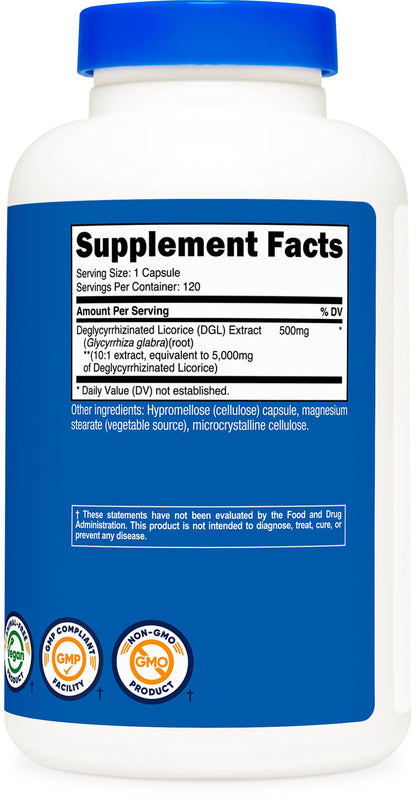 Nutricost DGL 500mg extract capsule bottle