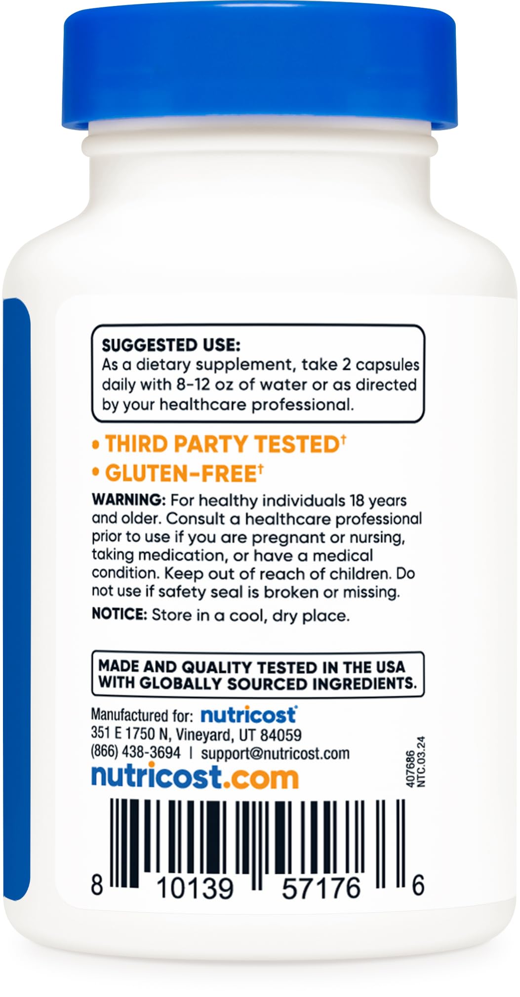 Non GMO gluten free Kava Kava extract capsules by Nutricost
