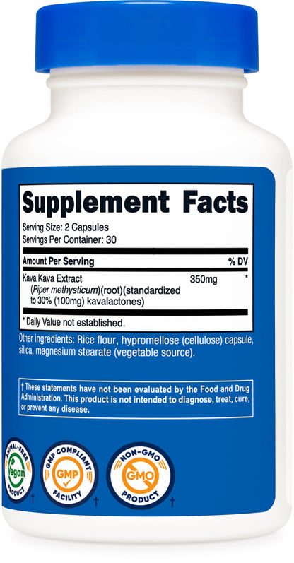 Nutricost Kava Kava dietary supplement sixty vegan capsules bottle