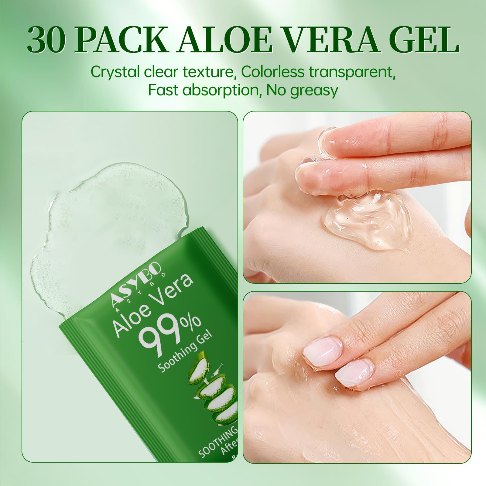 Asybo aloe vera gel texture for skin hydration