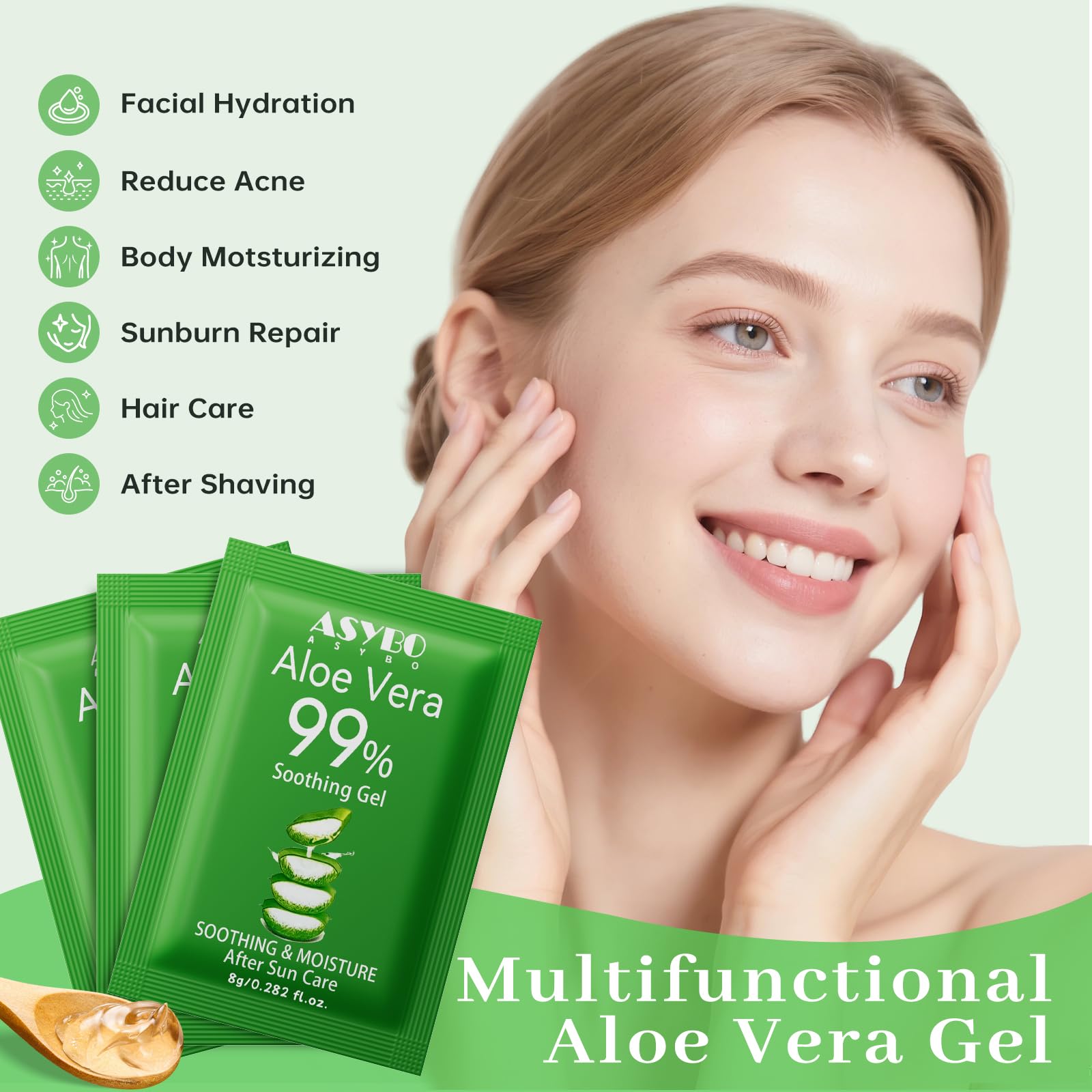 Portable aloe vera gel packets for travel skincare