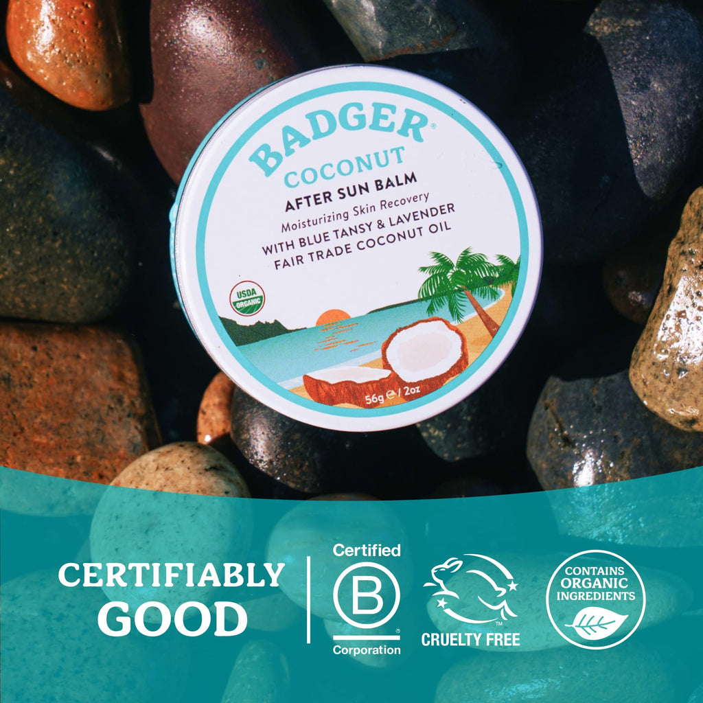 Badger soothing skin care balm packaging lifestyle presentation