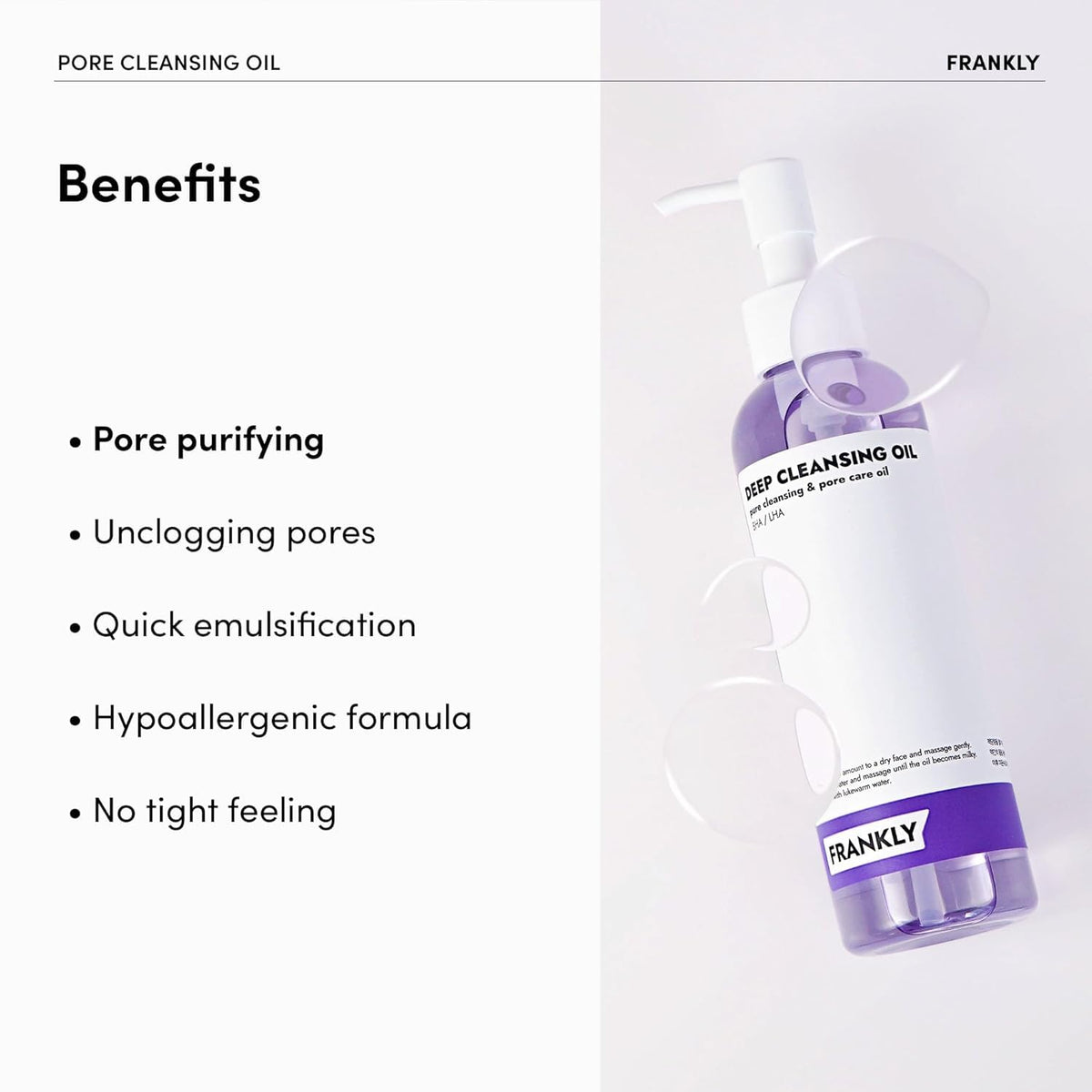Frankly BHA and LHA cleansing oil texture demonstration