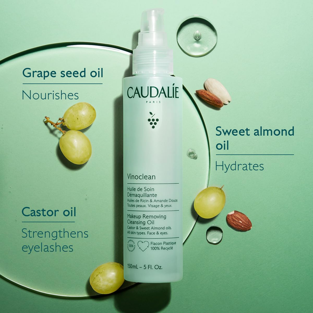 Caudalie makeup remover oil texture demonstration