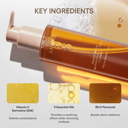 Transformative oil-to-foam makeup remover cleanser being applied to skin
