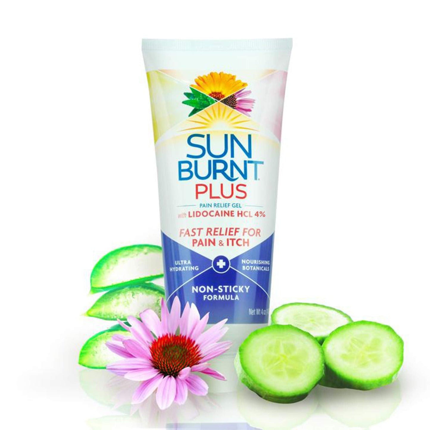 Sunburnt Plus 4 percent lidocaine topical analgesic packaging