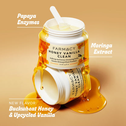 Close up of Farmacy balm ingredients on packaging label