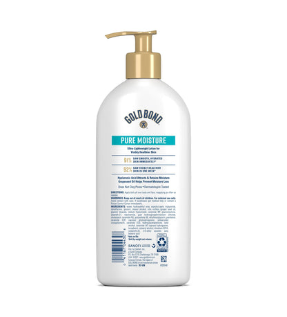 Gold Bond Pure Moisture lotion bottle showing 14 fluid ounces label