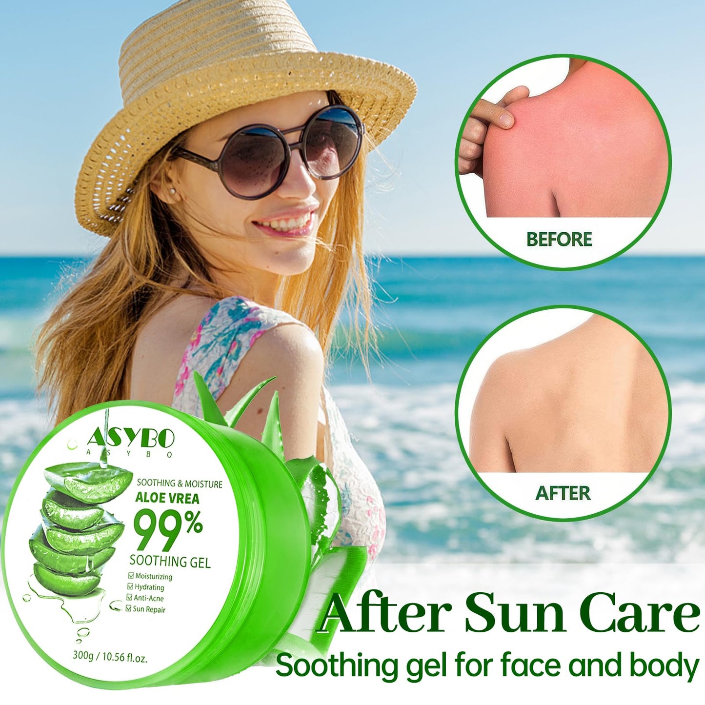 Asybo natural aloe vera gel texture for hair and skin