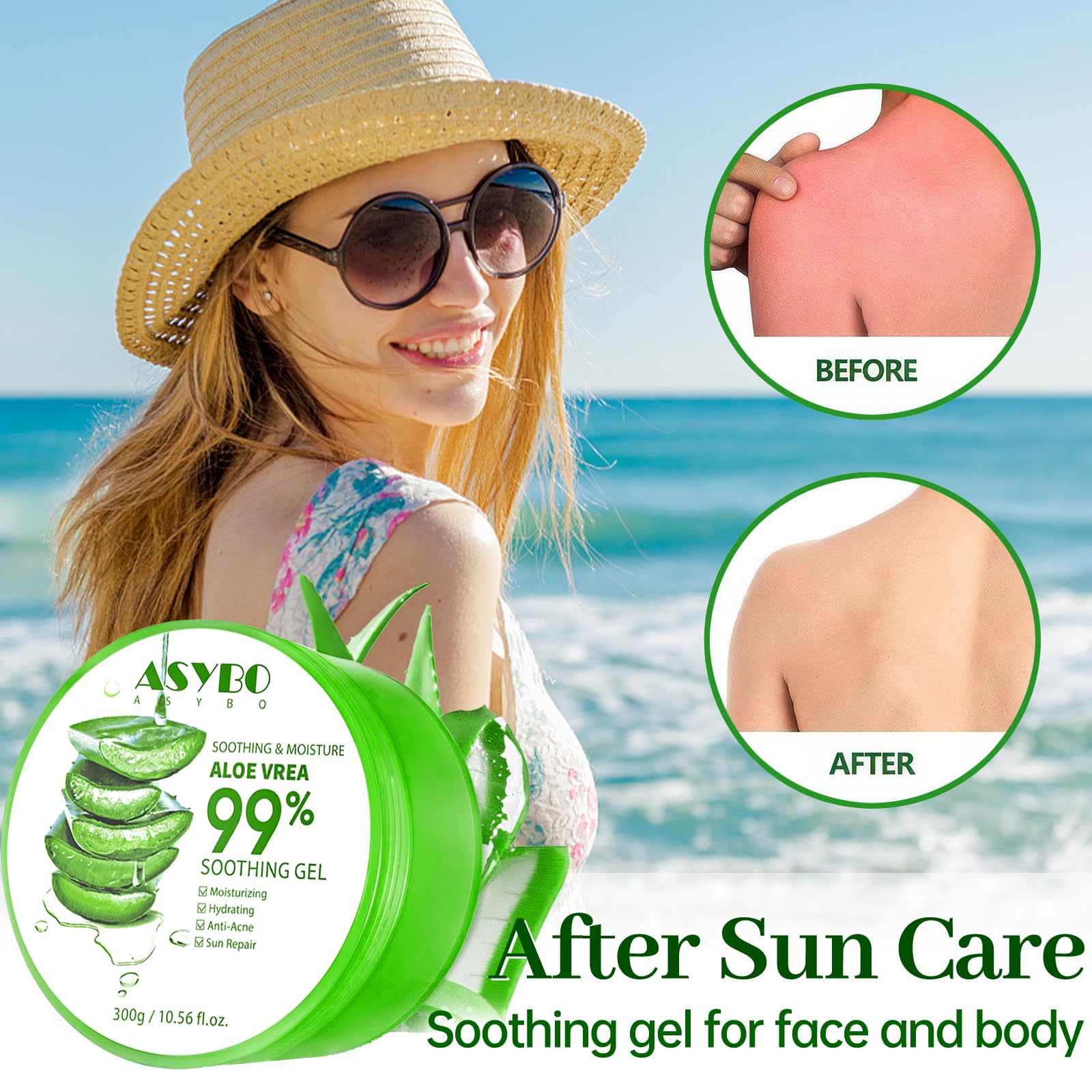 Asybo natural aloe vera gel texture for hair and skin