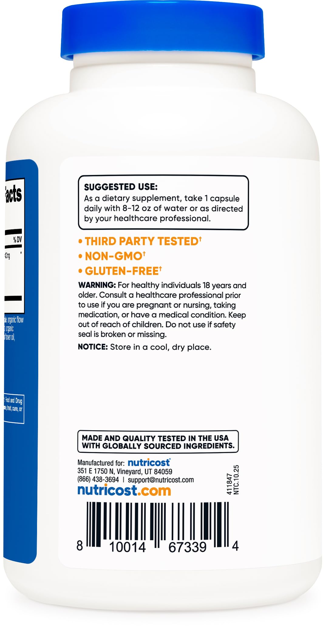 Nutricost Grape Seed Extract bottle showing dosage information
