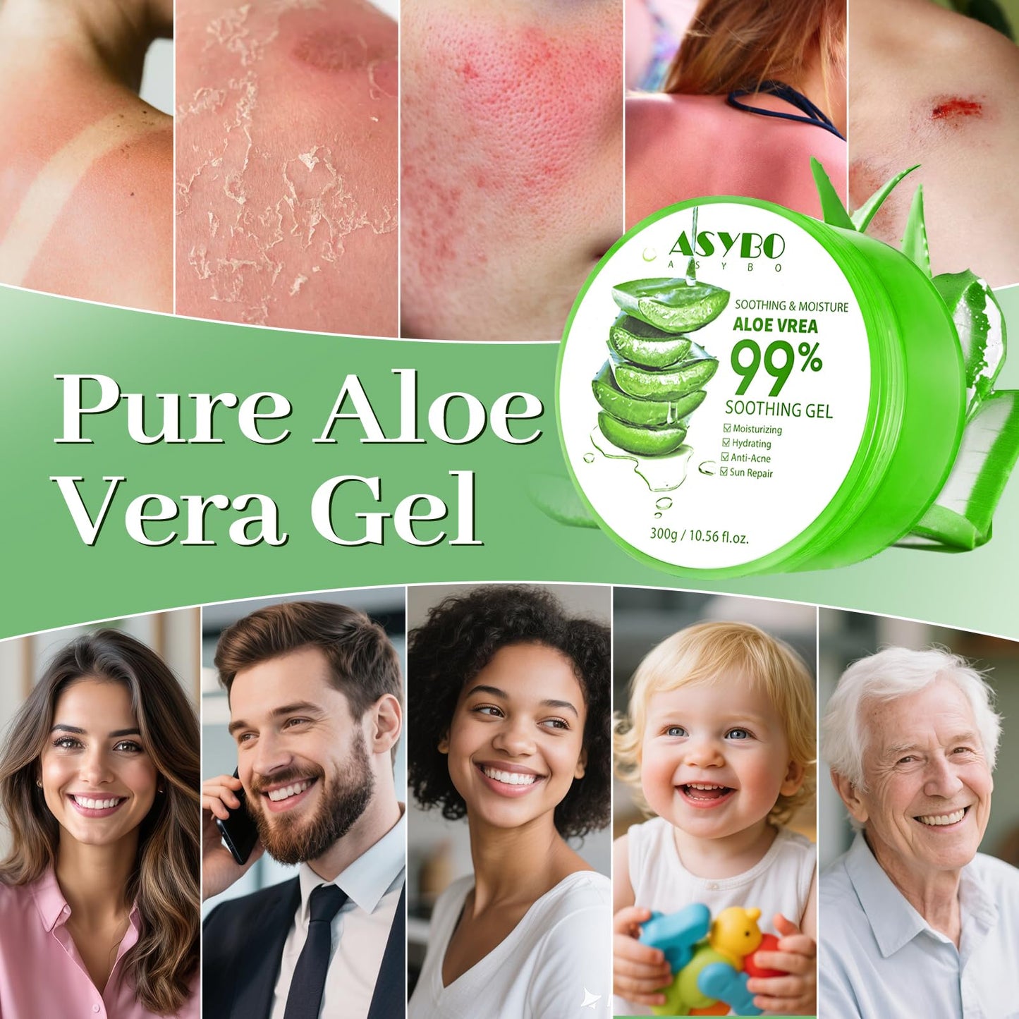 Product label details of Asybo organic aloe vera gel