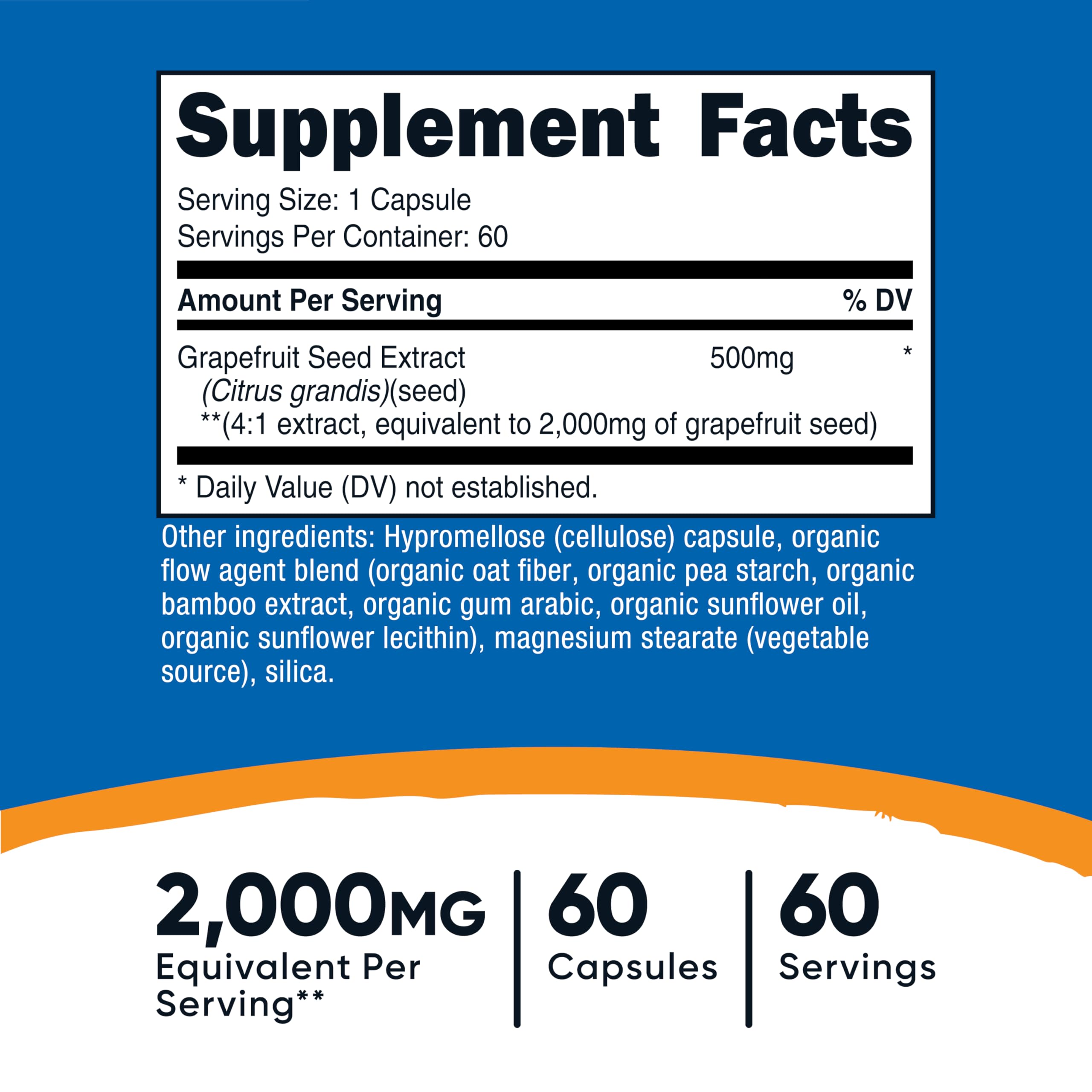 Nutricost Grapefruit Seed Extract supplement facts label