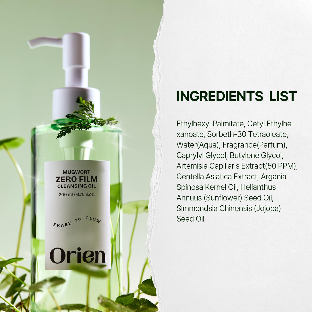 Orien mugwort zero film cleansing oil emulsifying with water