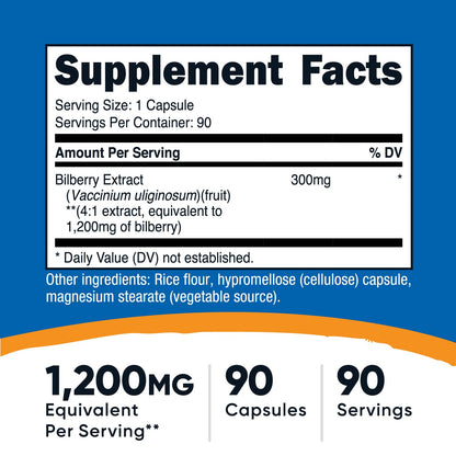 Premium imported USA bilberry capsules supplement for vision support and eye fatigue relief.