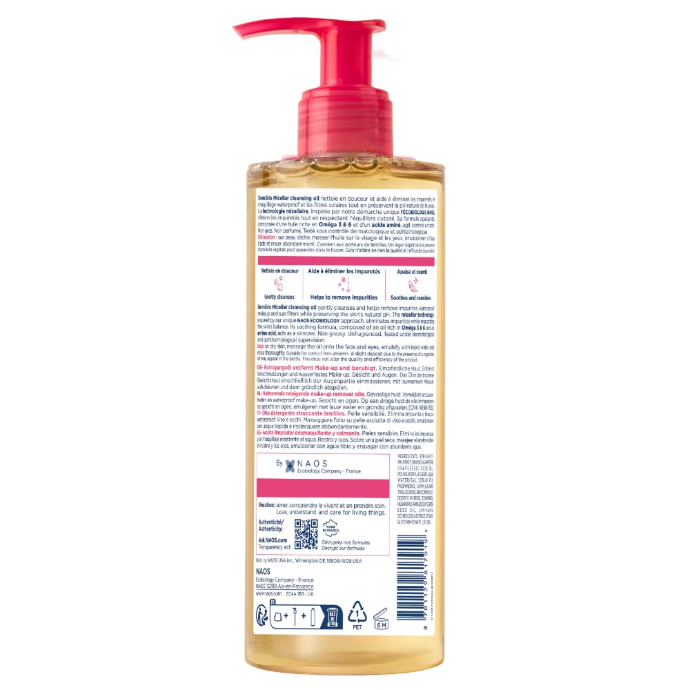 Back of Bioderma Sensibio Micellar Cleansing Oil packaging