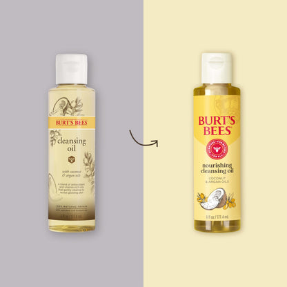 Burts Bees facial cleansing oil with coconut and argan oils text label detail