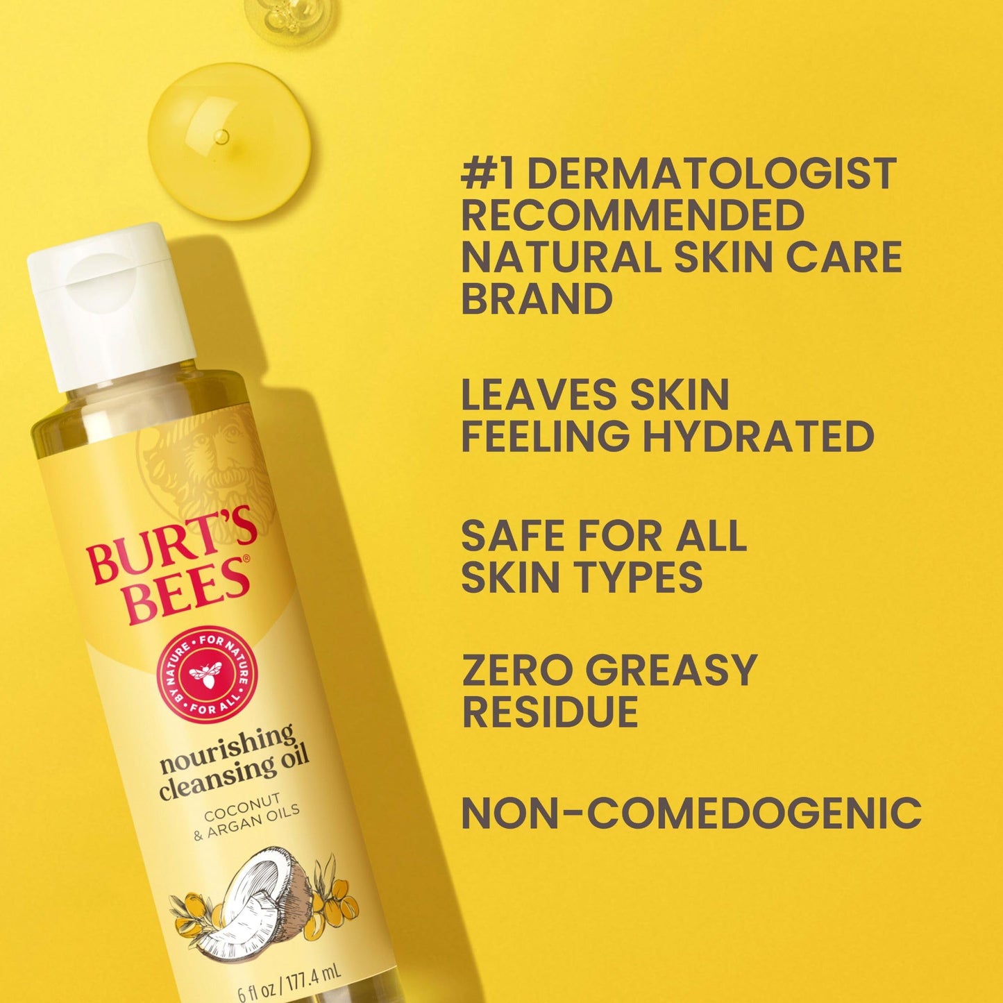 Natural origin skin care oil cleanser bottle back showing ingredients list