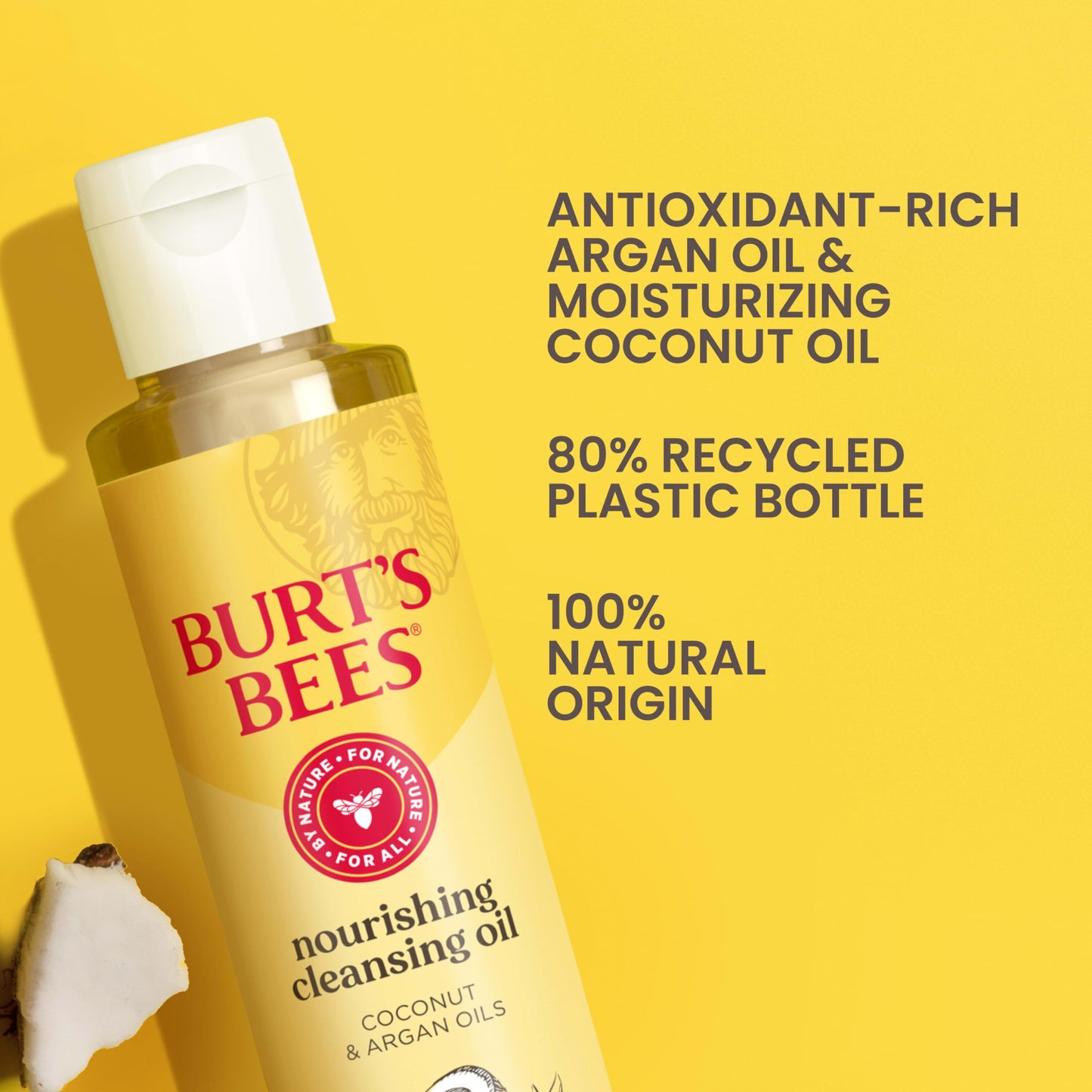 Six fluid ounce container of Burts Bees makeup removing oil for dry skin