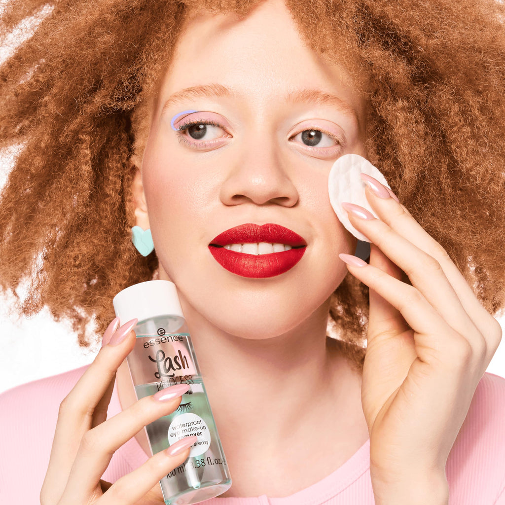 Essence Lash Princess makeup remover side profile and label close up